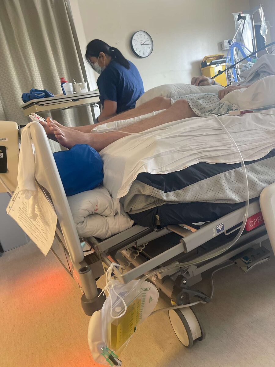 In the hospital after the injury