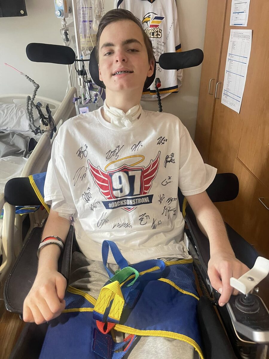 Jackson in his 97 jersey after coming off the ventilator